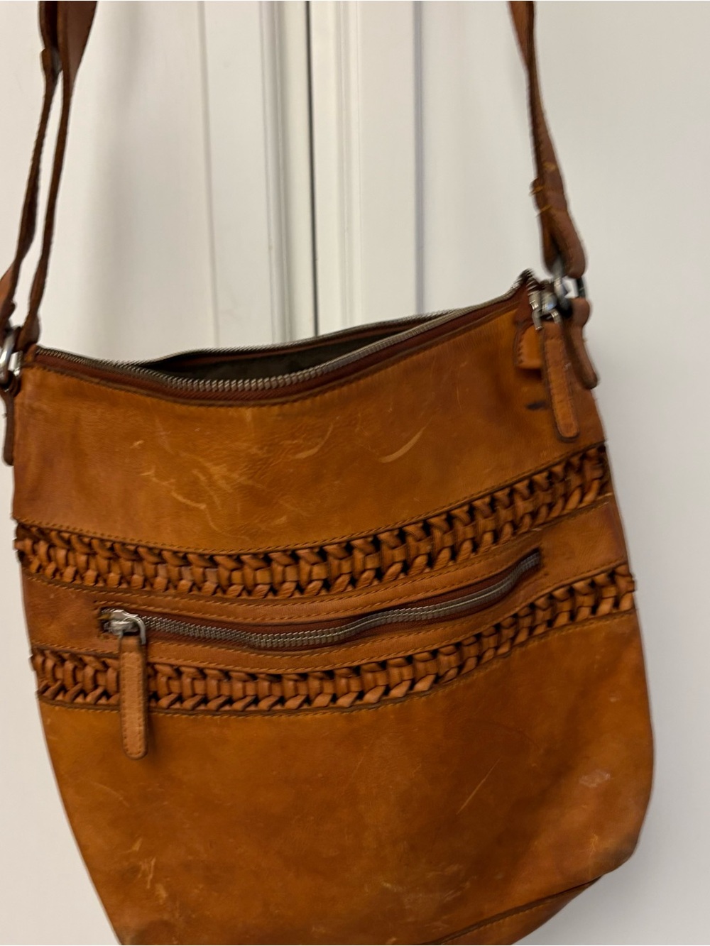 Classic Chestnut Brown Woven Shoulder Bag